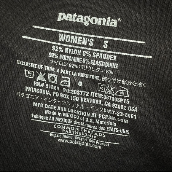 Patagonia Worn Wear Women’s Black V Neck Short Sleeve Mini Bandha Dress Small - Picture 7 of 7